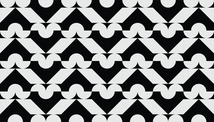 Vintage abstract black and white tile pattern with bold symmetry