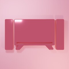 Pink Smart Tv icon isolated on pink background. Television sign. Minimalism concept. 3D render illustration