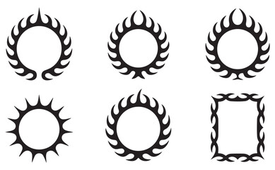 Tribal Flame Frame Vector Set 