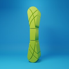 Green Yarn icon isolated on blue background. Label for hand made, knitting or tailor shop. Minimalism concept. 3D render illustration