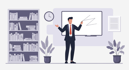 Fototapeta premium Professional Presentation Of Business Man Explaining Strategy In Office Room