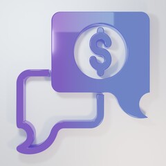 Purple-blue Business negotiations icon isolated on grey background. Team work process. Business management teamwork meeting and brainstorming. Minimalism concept. 3D render illustration