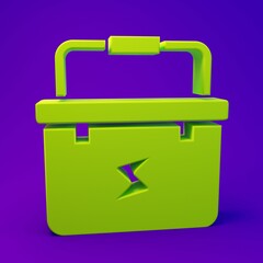Green Toolbox electrician icon isolated on purple-blue background. Minimalism concept. 3D render illustration