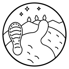 Fototapeta premium Footprint in dirt illustration showcasing nature and exploration in a simple line art style