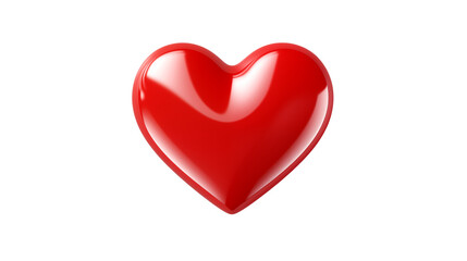 Fototapeta premium Shiny red heart symbol with realistic reflections and smooth contours isolated on white or transparent png.