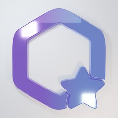 Purple-blue Honeycomb icon isolated on grey background. Honey cells symbol. Sweet natural food. Minimalism concept. 3D render illustration