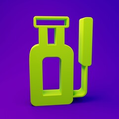 Green Garden sprayer for water, fertilizer, chemicals icon isolated on purple-blue background. Minimalism concept. 3D render illustration