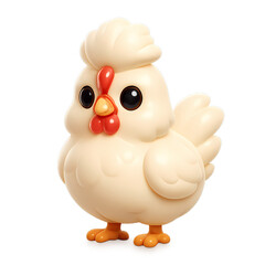 Funny 3D cartoon chicken with expressive face and soft colors, ideal for game characters, educational tools, and kid’s toys