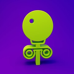 Green Stud earrings icon isolated on purple-blue background. Jewelry accessories. Minimalism concept. 3D render illustration