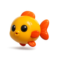 Cute cartoon goldfish with round body and orange fins, perfect for kids’ content, aquatic themes