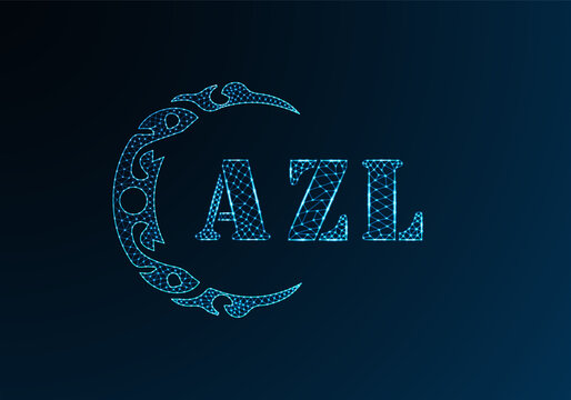 Low poly letter logo AZL design. AZL letter logo low poly vector design on blue color gradient background. AZL logo low poly design