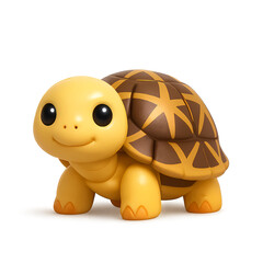 Adorable 3D cartoon tortoise with big eyes on white background