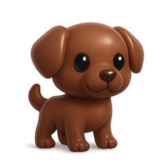 3D cartoon brown puppy with big eyes and happy expression. Ideal for pet-themed apps, kids' games, and lovable character collections