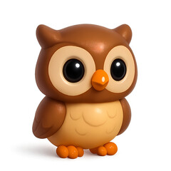 Stylized 3D cartoon owl with big round eyes and smooth feathers, perfect for UI icons, night-themed designs, and educational tools