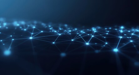 Abstract Network: Glowing Blue Nodes and Connections