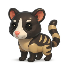 Cute 3D cartoon numbat with stripes, big eyes, and standing pose. A friendly, stylized animal ideal for nature-themed kids graphics