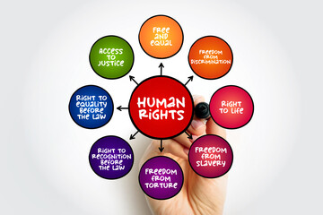 Human Rights are moral principles or norms for certain standards of human behaviour, mind map...