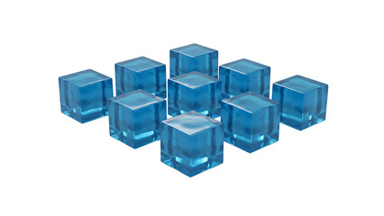 Obraz premium 3d blue cubes, transparent glass blocks, geometric abstract background