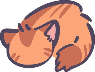 Orange Cat Illustration Sleeping Profile View