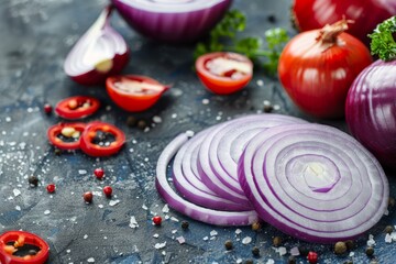 Artistic still life composition showcasing a red onion against a dark background for visual impact