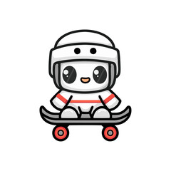 Adorable Robot Skater Cute Cartoon Illustration