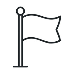 Simple black and white flag icon on flagpole - minimalist design