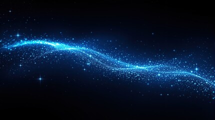 Abstract Blue Sparkle Trail on Dark Background
