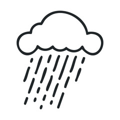 Simple black and white rain cloud illustration with falling raindrops
