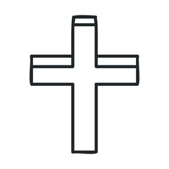 Obraz premium Simple line art of a christian cross symbol