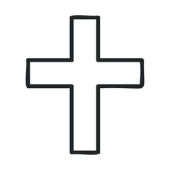 Fototapeta premium Black and white cross symbol on white background