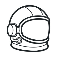 Fototapeta premium Black and white astronaut helmet outline design for space exploration art
