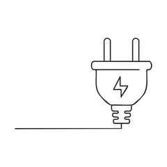 Obraz premium Minimalist electric plug design with lightning bolt icon
