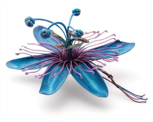 Blue and Purple Passion Flower Decorative Art