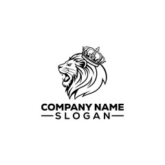 Roaring Lion Head with Royal Crown Logo