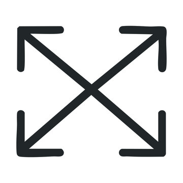 Minimalist expand icon with arrows pointing outward in black