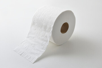 One soft toilet paper roll isolated on white background