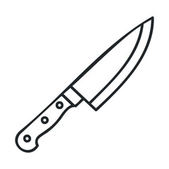 Obraz premium Black and white icon of a chef’s knife with riveted handle