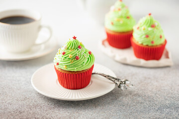 Homemade cupcakes with whipped cream for Holidays