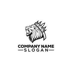 Roaring Lion Head with Royal Crown Logo