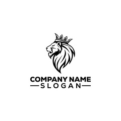 Roaring Lion Head with Royal Crown Logo