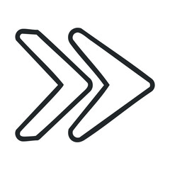 Obraz premium Minimalist double arrow icon in black outline on white background