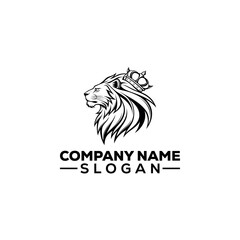 Roaring Lion Head with Royal Crown Logo