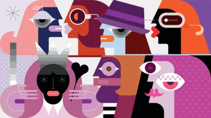 Fotobehang Abstracte Kunst Large Group Of People Vector Illustration  ©  danjazzia