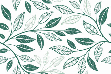 seamless pattern with leaves lines art 