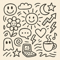 hand drawn icons set