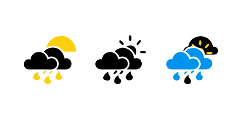 Obraz premium Clouds rain and sun weather icons vector 