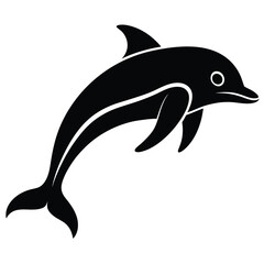 Fototapeta premium Minimal Black Line Art Dolphin Vector