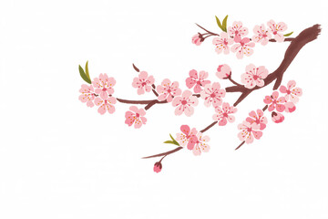 Delicate pink cherry blossoms adorn a branch, capturing the essence of springtime beauty