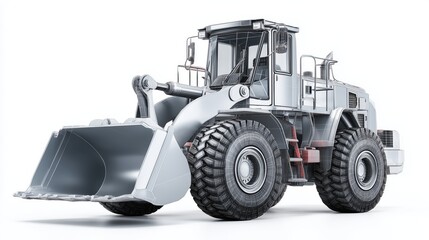 Naklejka premium High-Detail 3D Rendering of Heavy Construction Loader on White Background