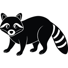 Obraz premium Playful Black Line Art Raccoon Vector